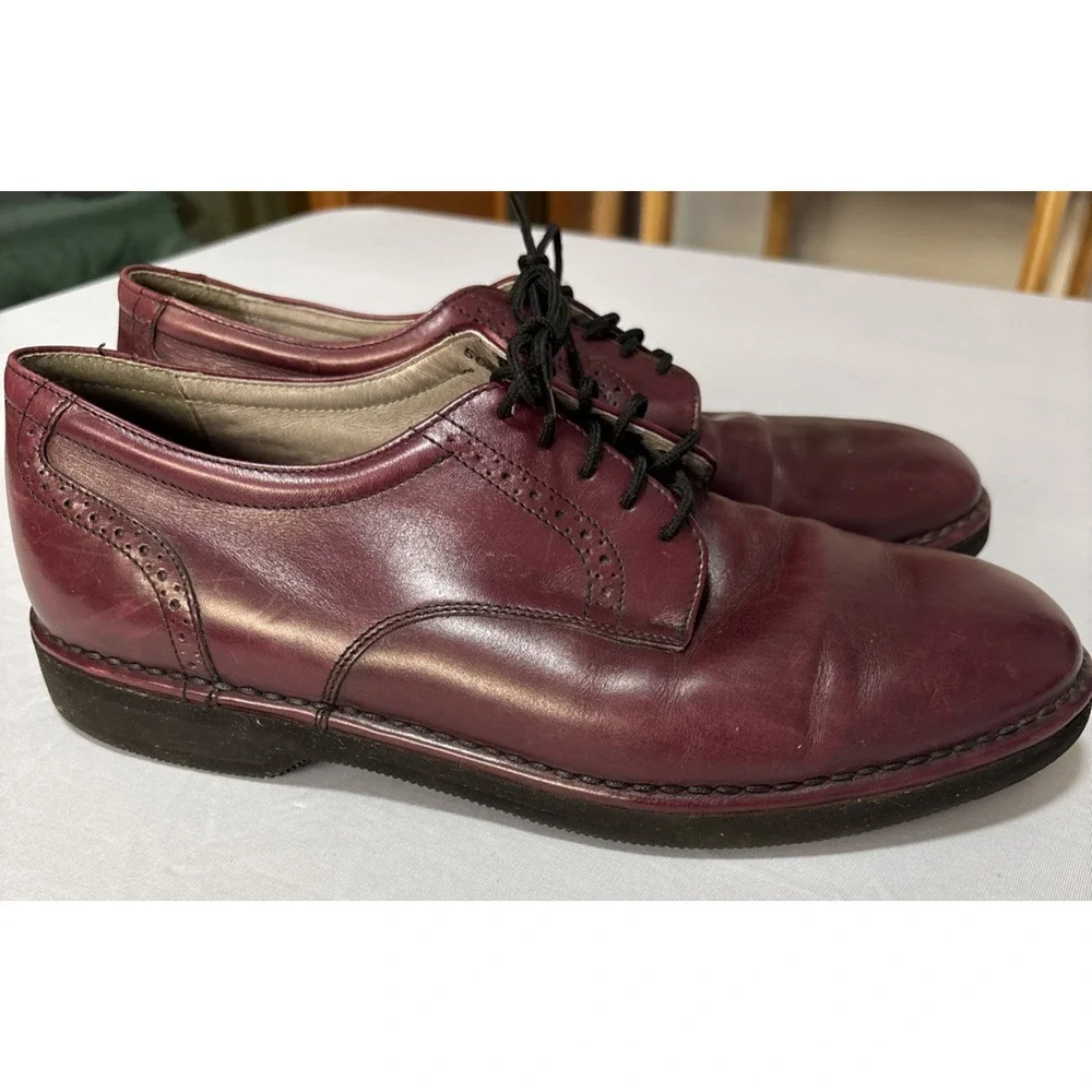 Vintage Mens 8.5 W DresSports Rockport Maroon Leather Oxford Dress Shoes Classic